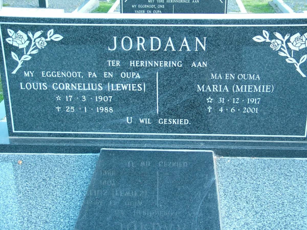 JORDAAN Louis Cornelius 1907-1988 &amp; Maria 1917-2001