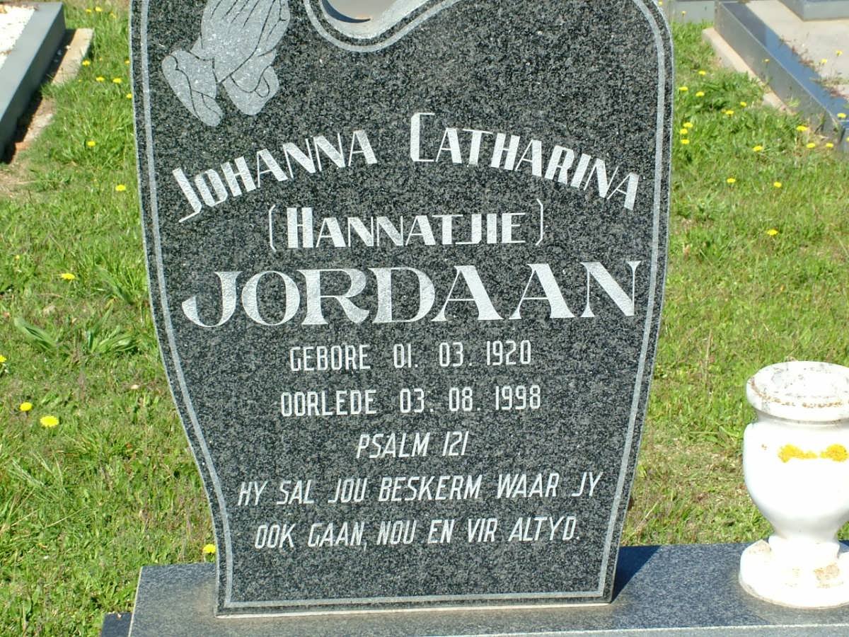 JORDAAN Johanna Catharina 1920-1998