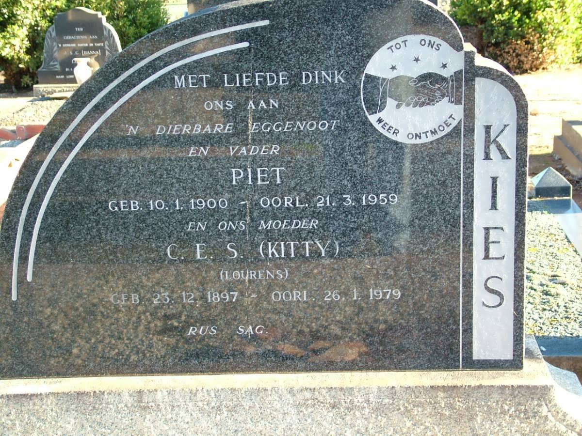 KIES Piet 1900-1959 &amp; C.E.S. LOURENS 1897-1979
