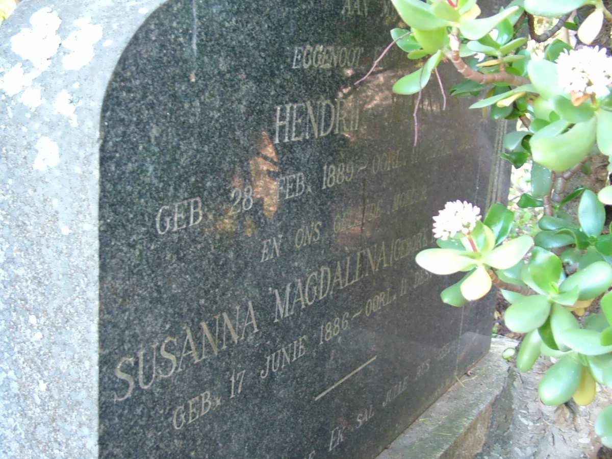 KUUN Hendrik Johannes 1889-1951 &amp; Susanna Magdalena nee DU TOIT 1886-1953