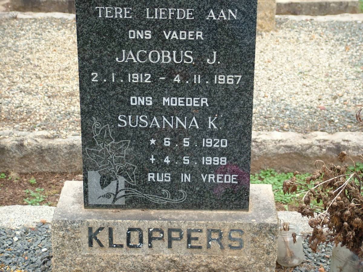 KLOPPERS Jacobus J. 1912-1967 &amp; Susanna K. 1920-1998