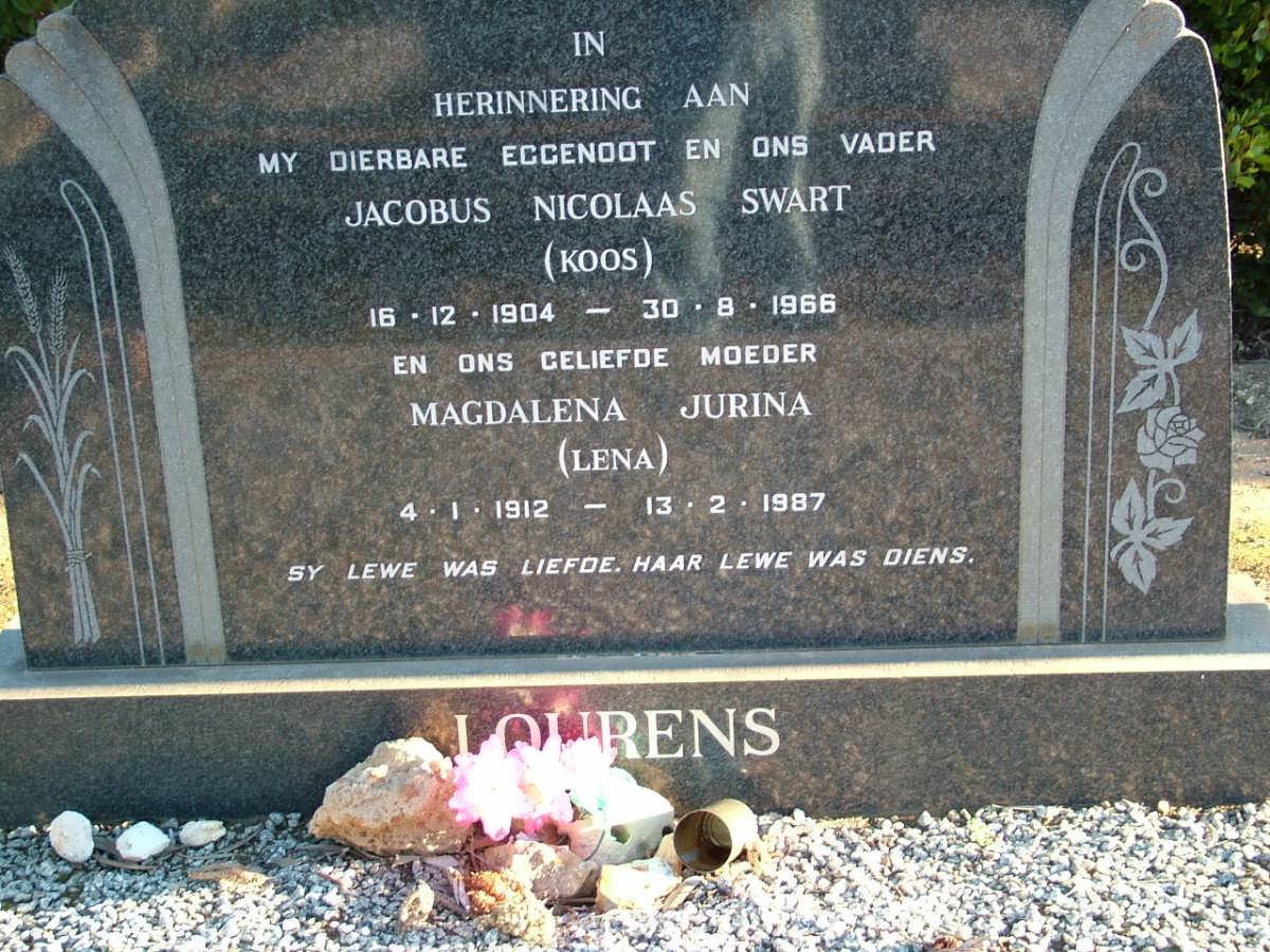 LOURENS Jacobus Nicolaas Swart 1904-1966 &amp; Magdalena Jurina 1912-1987
