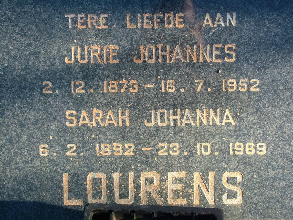 LOURENS Jurie Johannes 1873-1952 &amp; Sarah Johanna 1892-1969