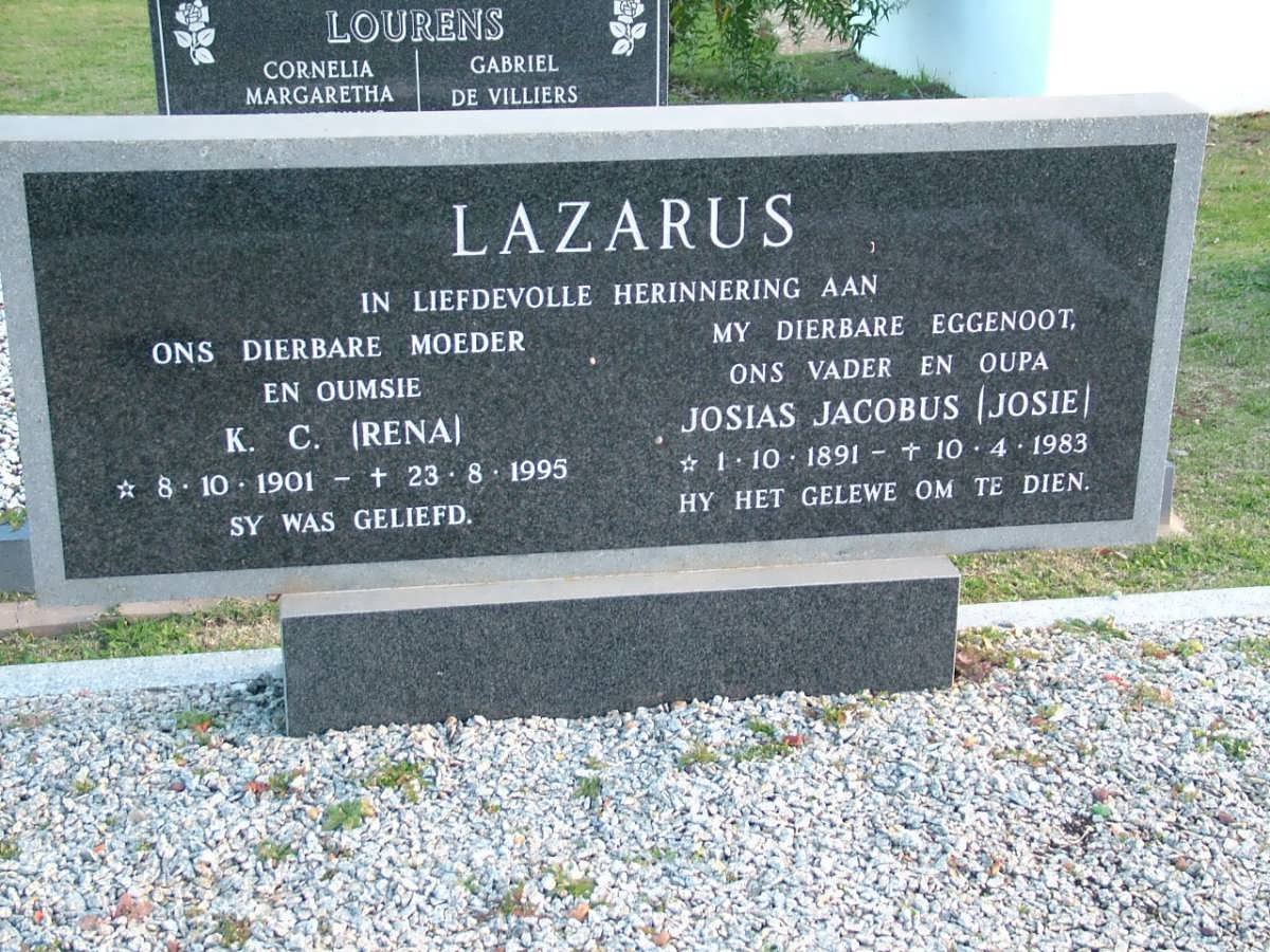LAZARUS Josias Jacobus 1891-1983 &amp; K.C. 1901-1995