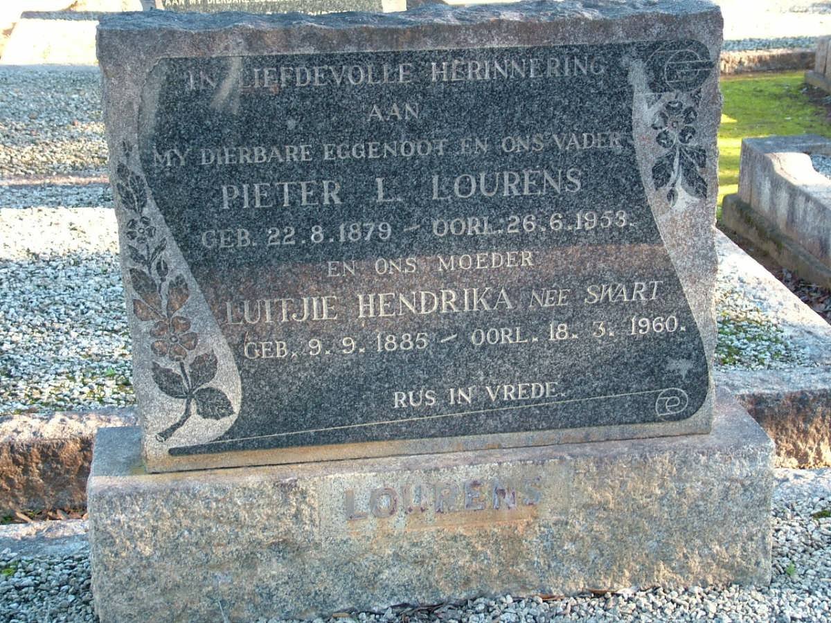 LOURENS Pieter L. 1879-1953 &amp; Luitjie Hendrika SWART 1885-1960
