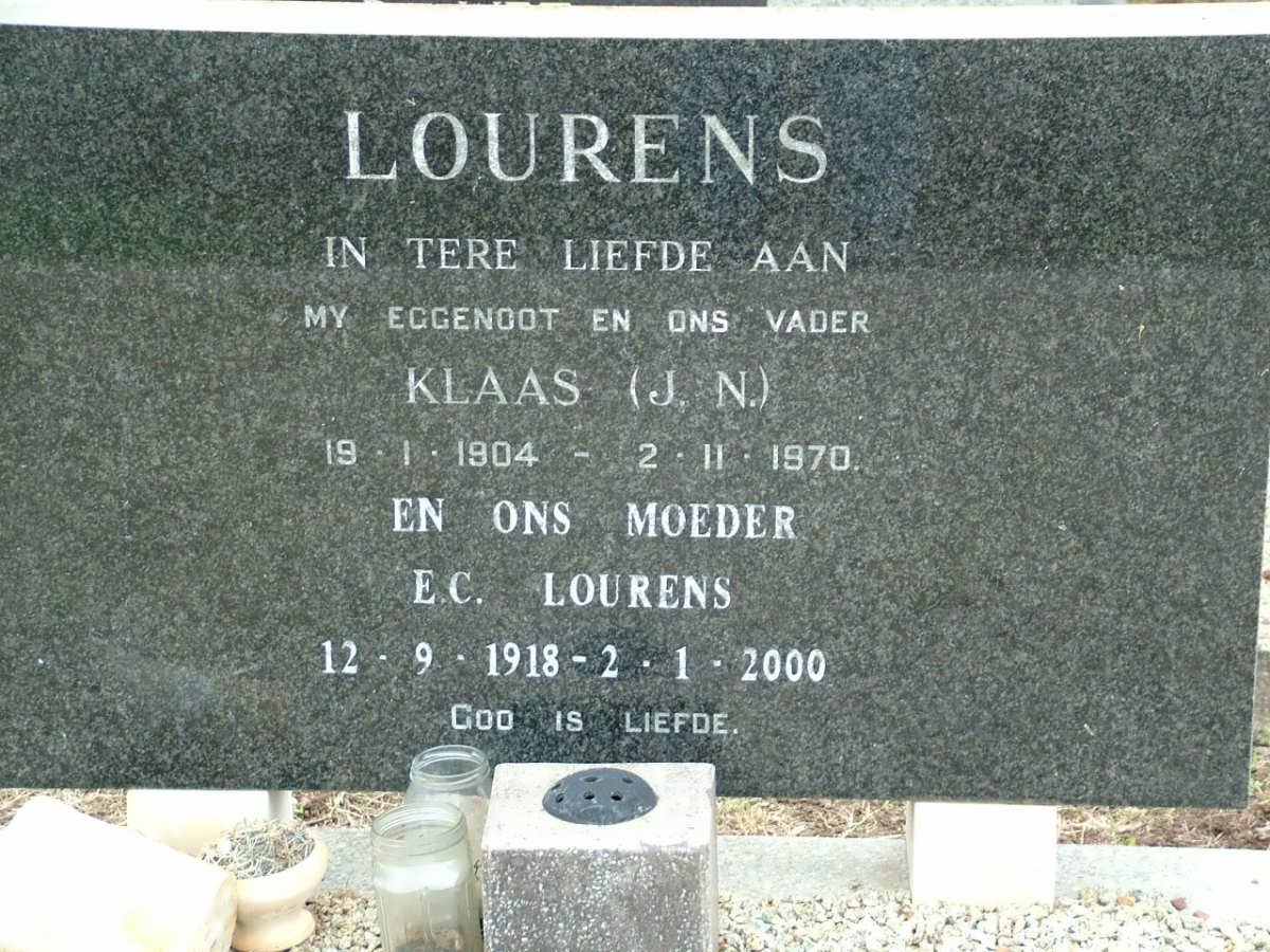 LOURENS J.N. 1904-1970 &amp; E.C. 1918-2000