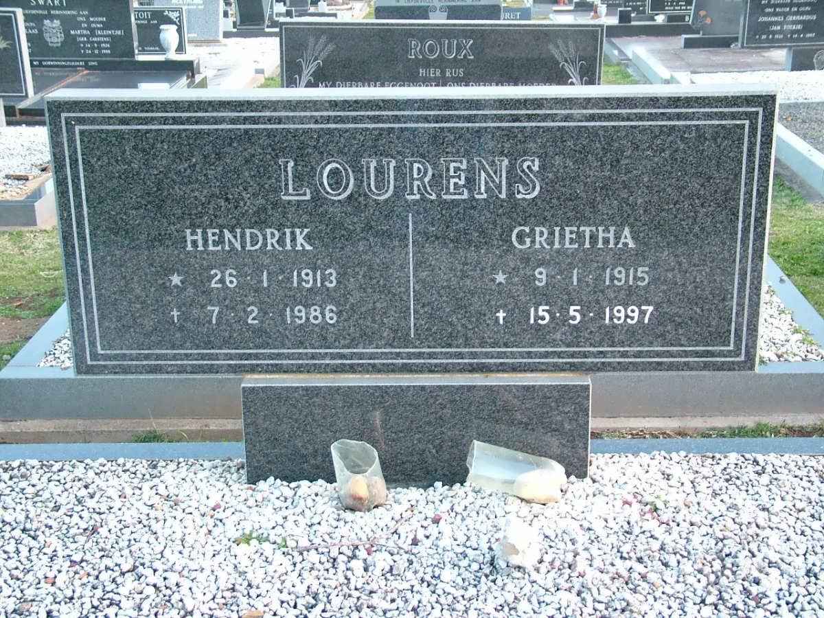 LOURENS Hendrik 1913-1986 &amp; Grietha 1915-1997
