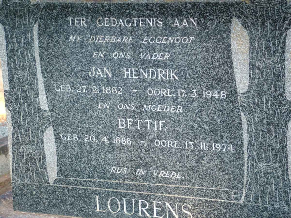 LOURENS Jan Hendrik 1882-1948 &amp; Bettie 1886-1974