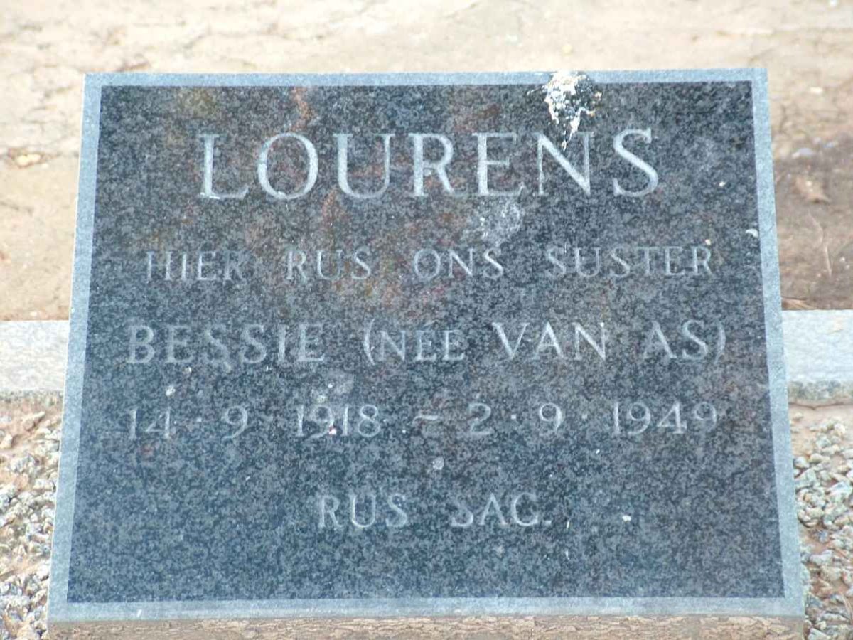 LOURENS Bessie nee VAN AS 1918-1949
