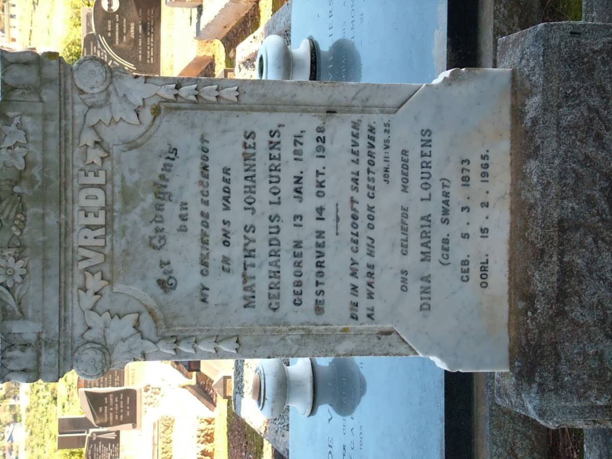 LOURENS Matthys Johannes Gerhardus 1871-1928 &amp; Dina Maria SWART 1873-1965