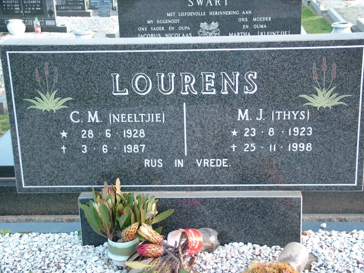 LOURENS M.J. 1923-1998 &amp; C.M. 1928-1987