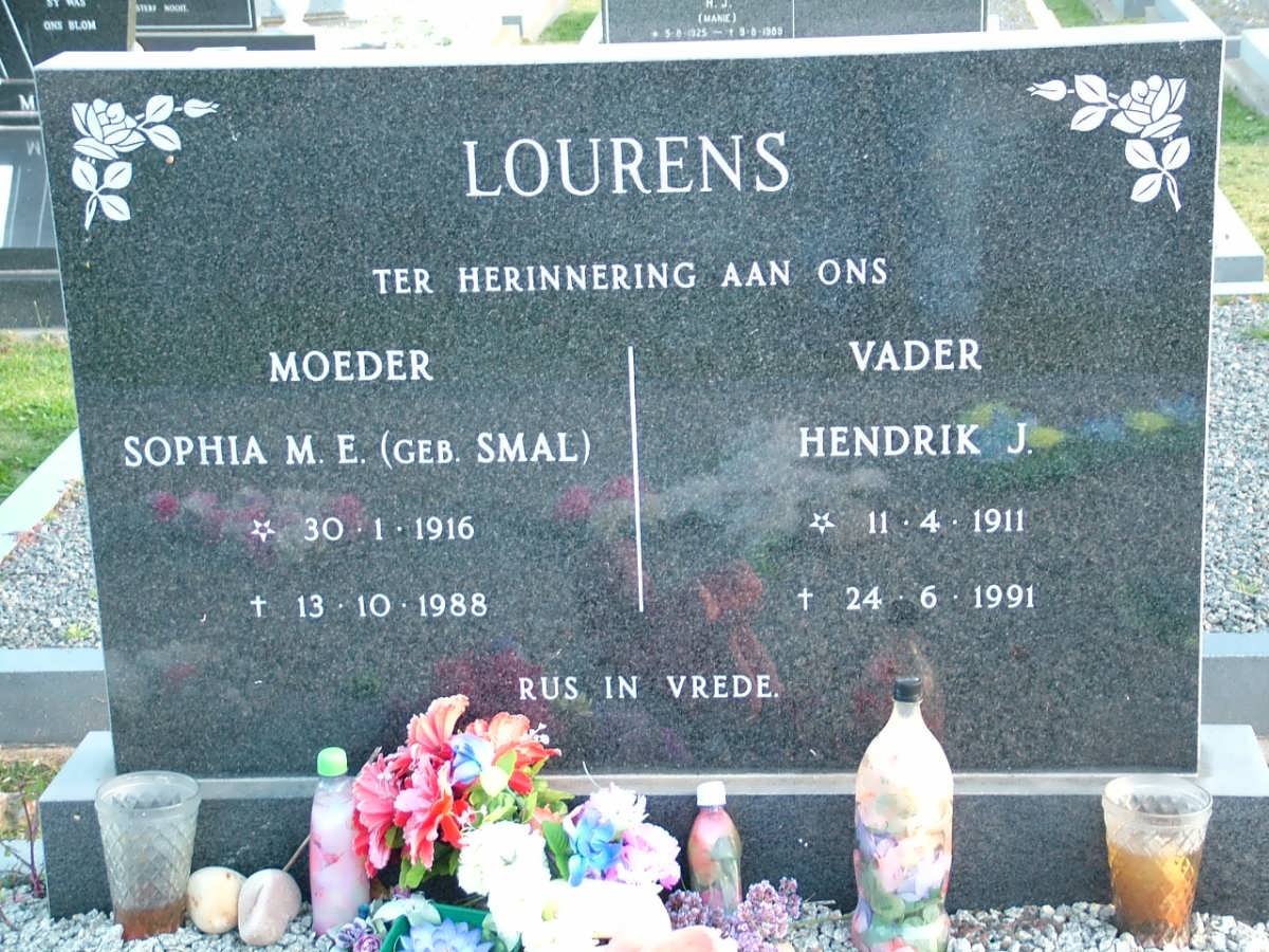 LOURENS Hendrik J. 1911-1991 &amp; Sophia M.E. SMAL 1916-1988