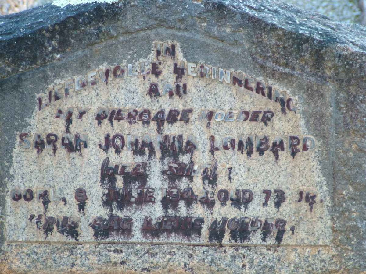 LOMBARD Sarah Johanna nee SMIT -194?