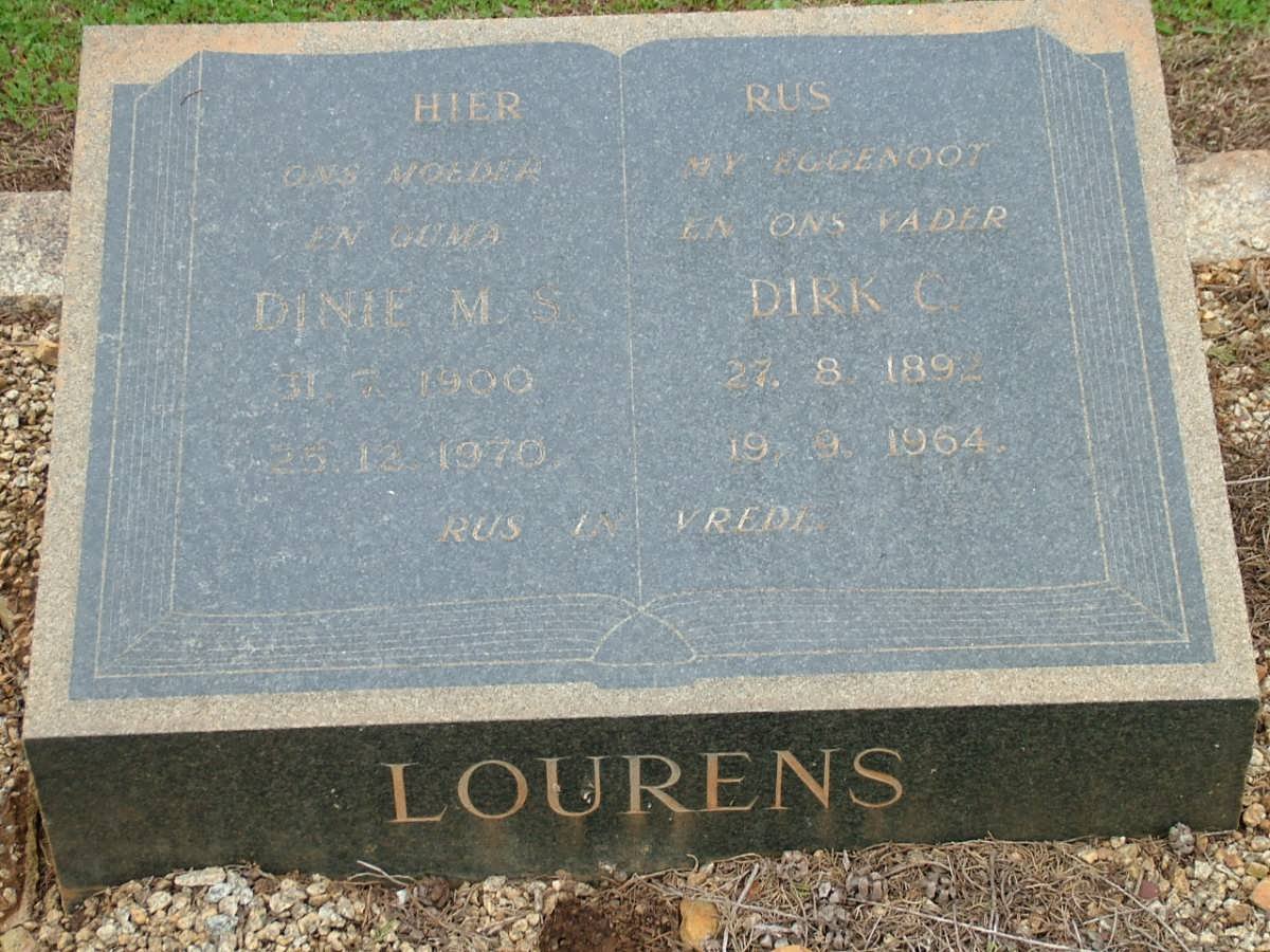 LOURENS Dirk C. 1892-1964 &amp; Dinie M.S. 1900-1970
