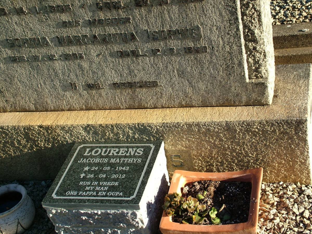 LOURENS Jacobus Matthys 1943-2012 :: ?? Cornelis Johannes 1903-1958 &amp; Sophia Margaritha 1903-1980