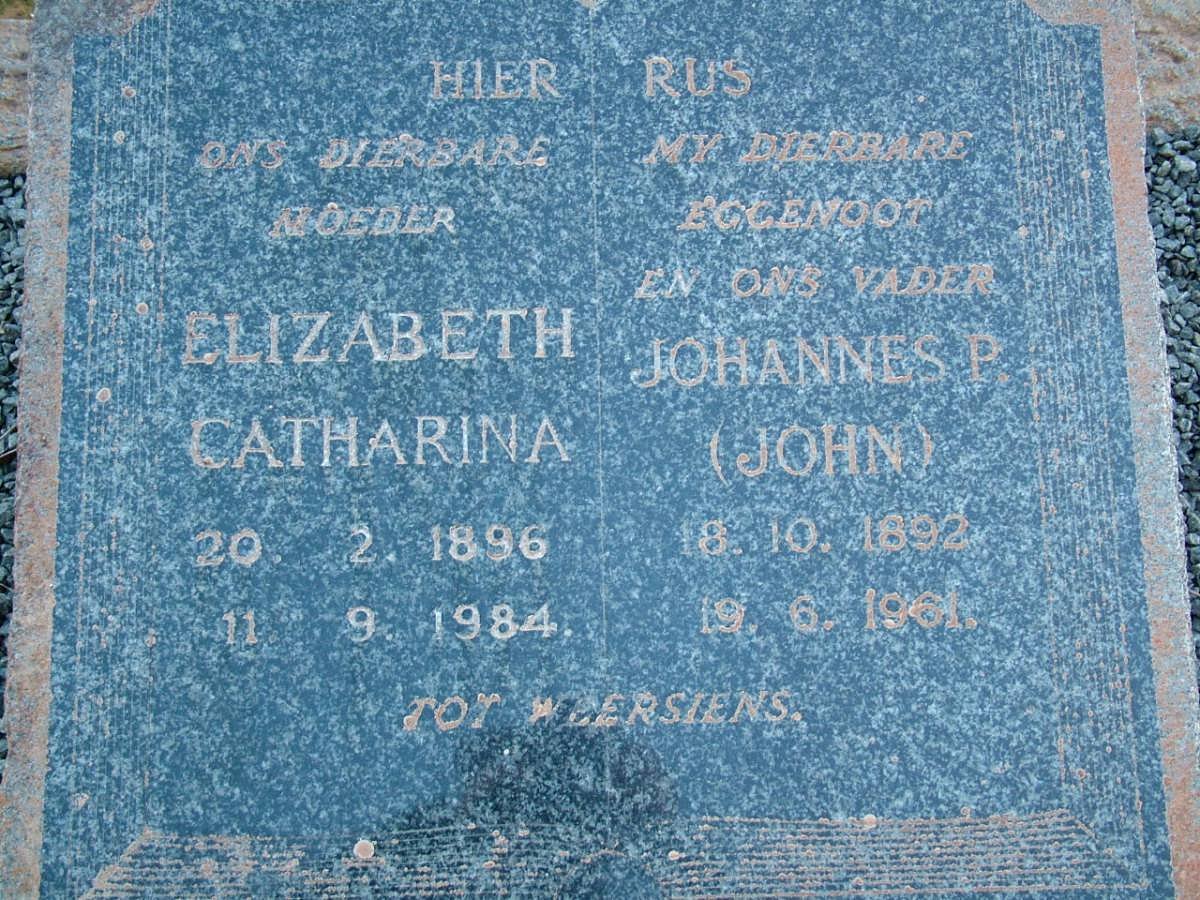 LOURENS Johannes P. 1892-1961 &amp; Elizabeth Catharina 1896-1984