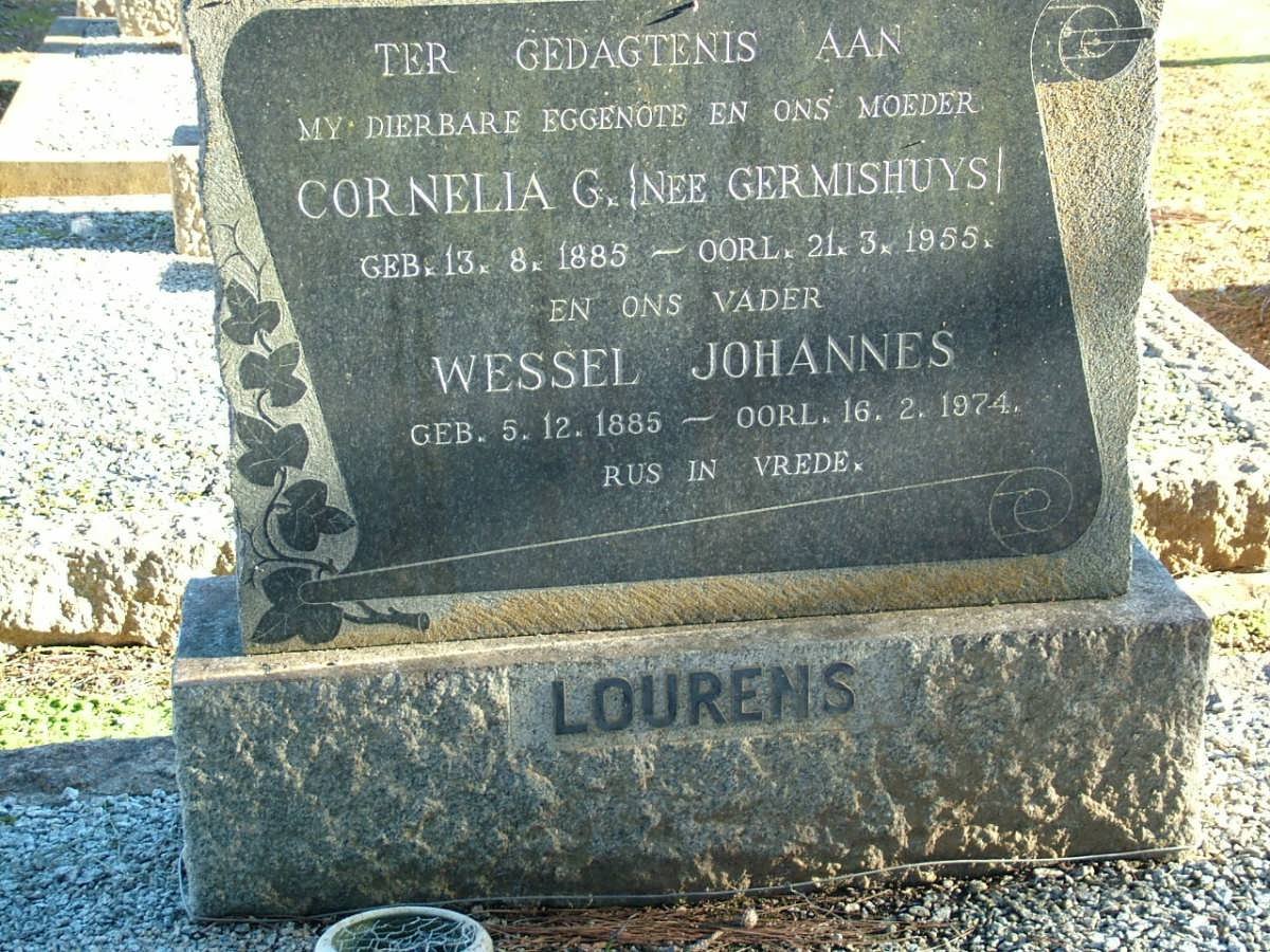 LOURENS Wessel Johannes 1885-1974 &amp; Cornelia G. GERMISHUYS 1885-1955