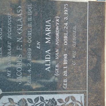 LOURENS Jacobus F.N. 1889-1961 &amp; Alida Maria VAN NOORDWYK 1898-1973