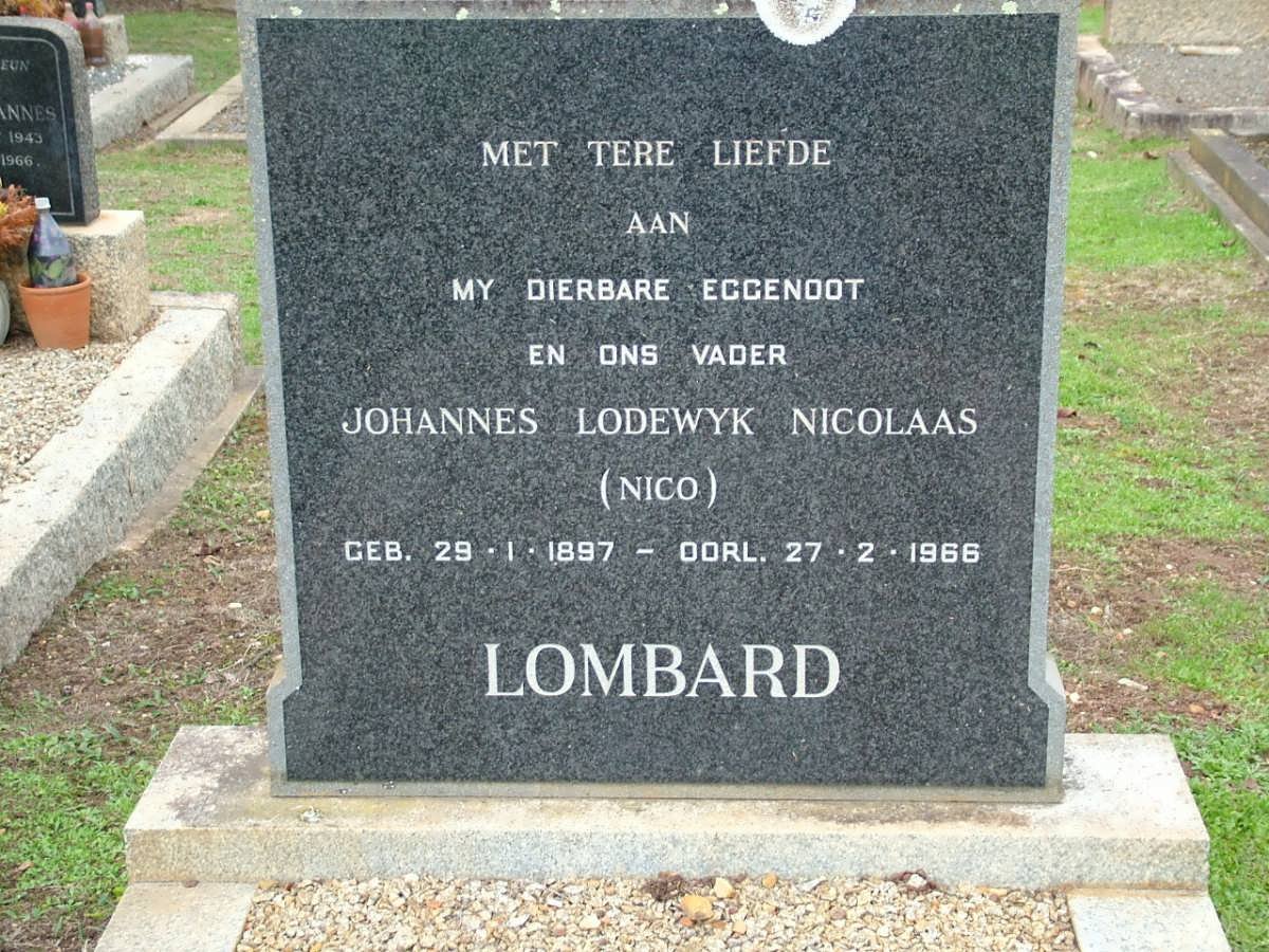 LOMBARD Johannes Lodewyk Nicolaas 1897-1966