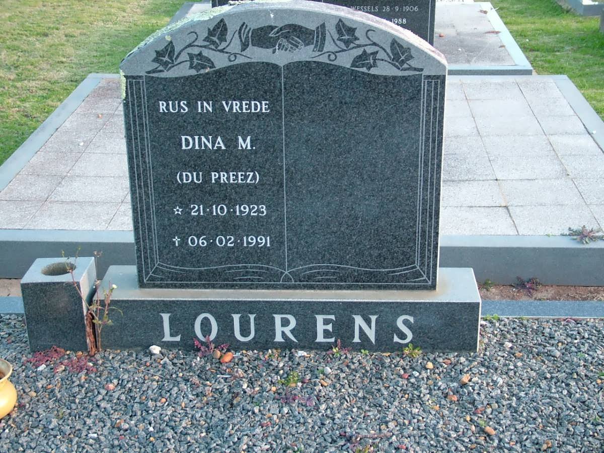 LOURENS Dina M. nee DU PREEZ 1923-1991