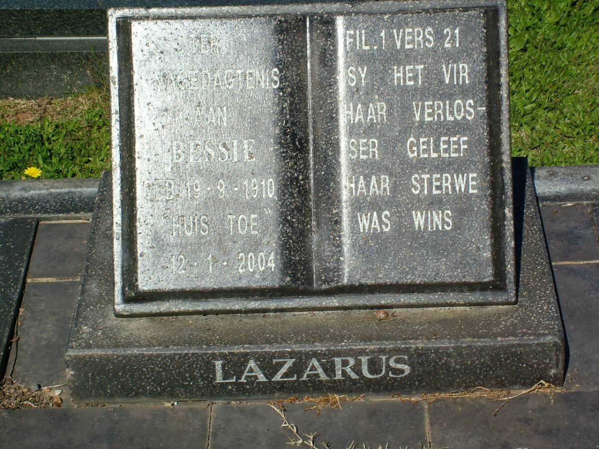 LAZARUS Bessie 1910-2004