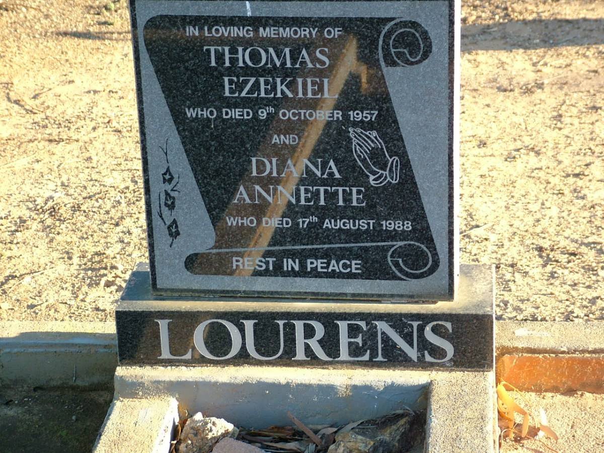 LOURENS Thomas Ezekiel -1957 &amp; Diana Annette -1988