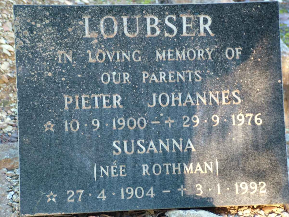 LOUBSER Pieter Johannes 1900-1976 &amp; Susanna ROTHMAN 1904-1992