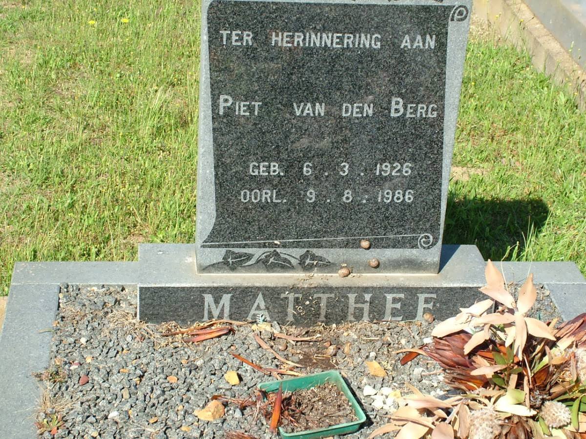 MATTHEE Piet van den Berg 1926-1986