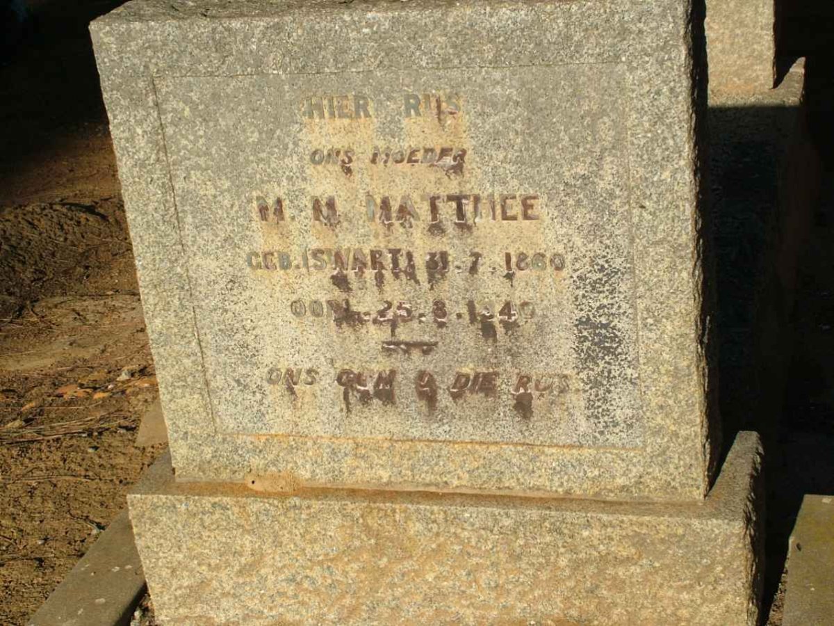 MATTHEE M.M. nee SWART 1860-1940