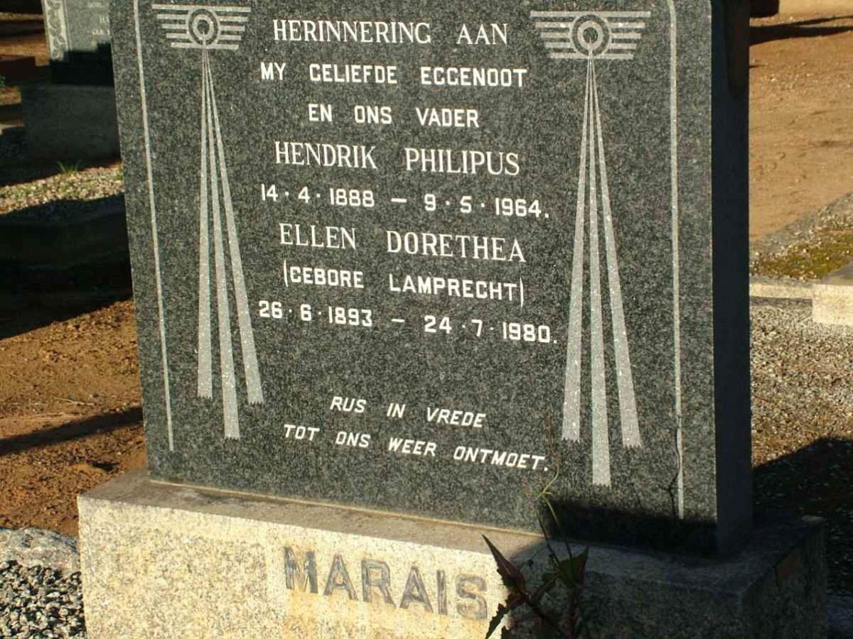 MARAIS Hendrik Philipus 1888-1964 &amp; Ellen Dorethea LAMPRECHT 1893-1980
