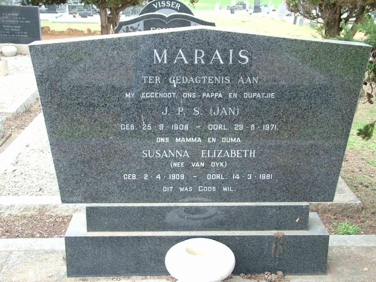 MARAIS J.P.S. 1908-1971 &amp; Susanna Elizabeth VAN DYK 1909-1981