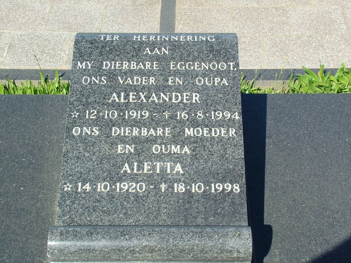 MAC LACHLAN Alexander 1919-1994 &amp; Aletta 1920-1998