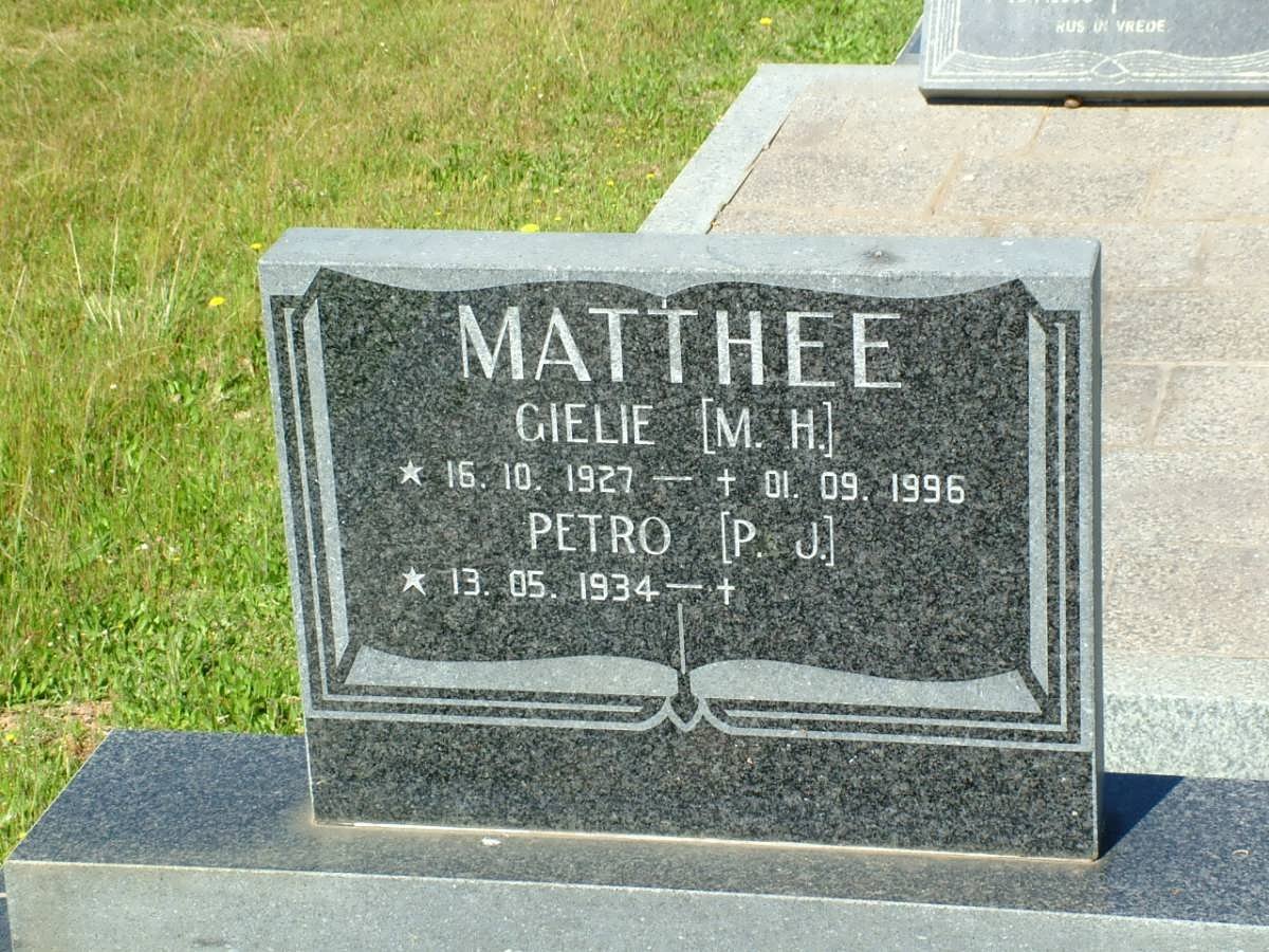 MATTHEE M.H. 1927-1996 &amp; P.J. 1934-