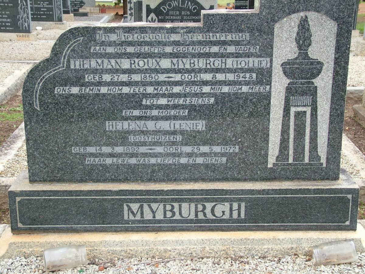 MYBURGH Tielman Roux 1890-1948 &amp; Helena G. OOSTHUIZEN 1892-1972