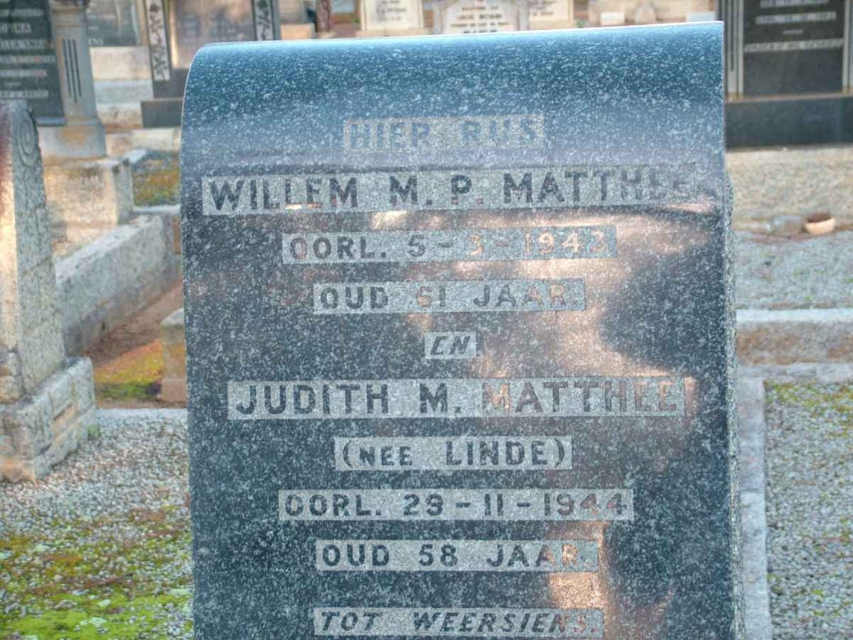 MATTHEE Willem M.P. -1943 &amp; Judith M. LINDE -1944