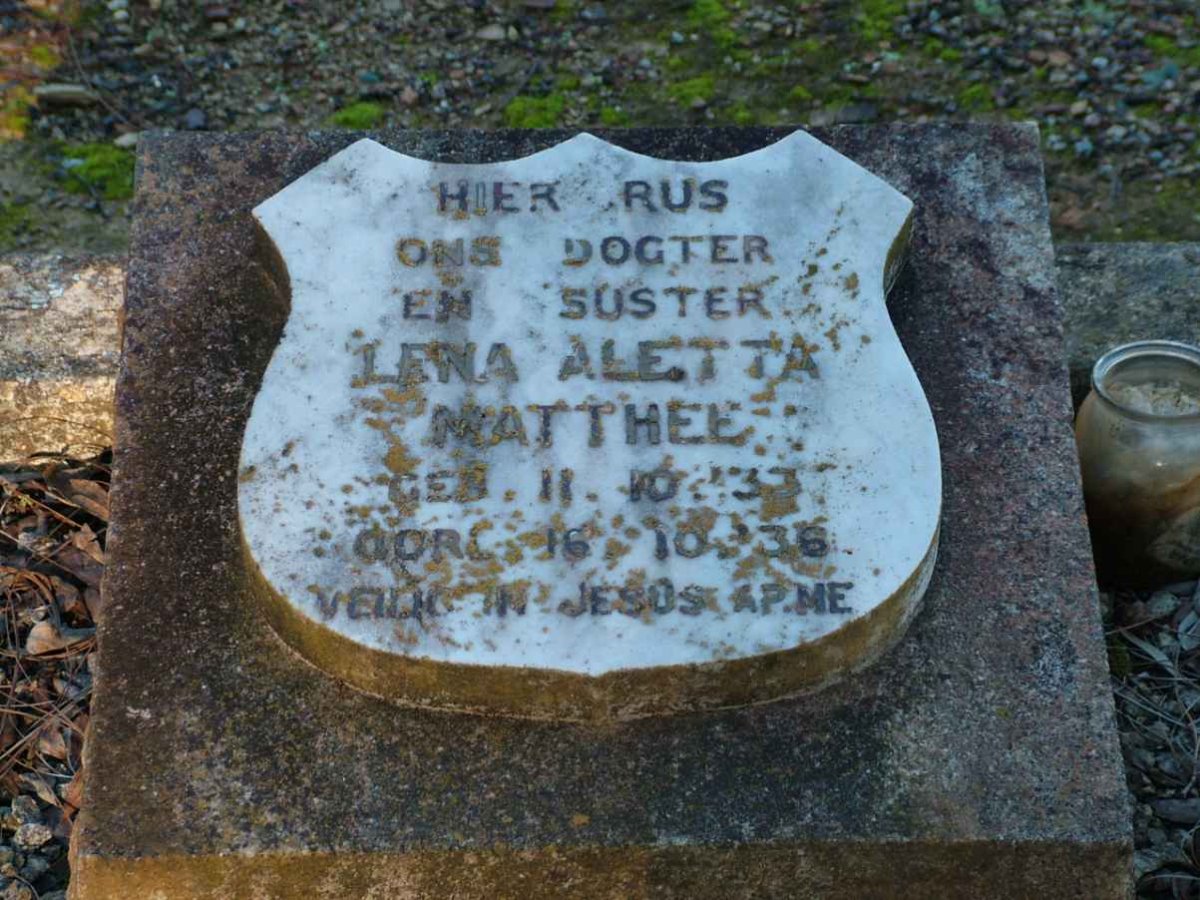 MATTHEE Lena Aletta 1933-1936