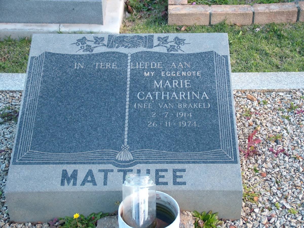 MATTHEE Marie Catharina nee VAN BRAKEL 1914-1974