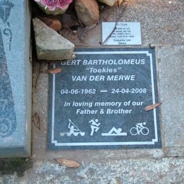 MERWE Gert Bartholomeus, van der 1962-2008