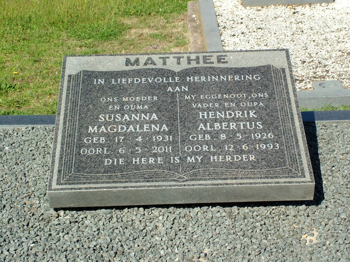 MATTHEE Hendrik Albertus 1926-1993 &amp; Susanna Magdalena 1931-2011