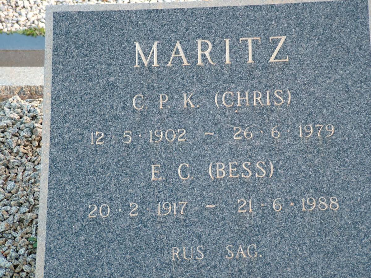 MARITZ C.P.K. 1902-1979 &amp; E.C. 1917-1988