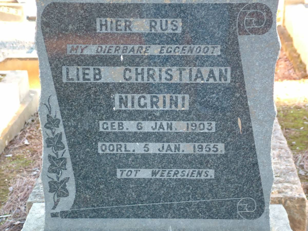 NIGRINI Lieb Christiaan 1903-1955