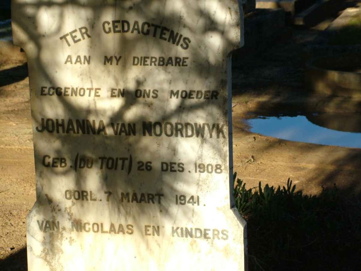 NOORDWYK Johanna, van nee DU TOIT 1908-1941