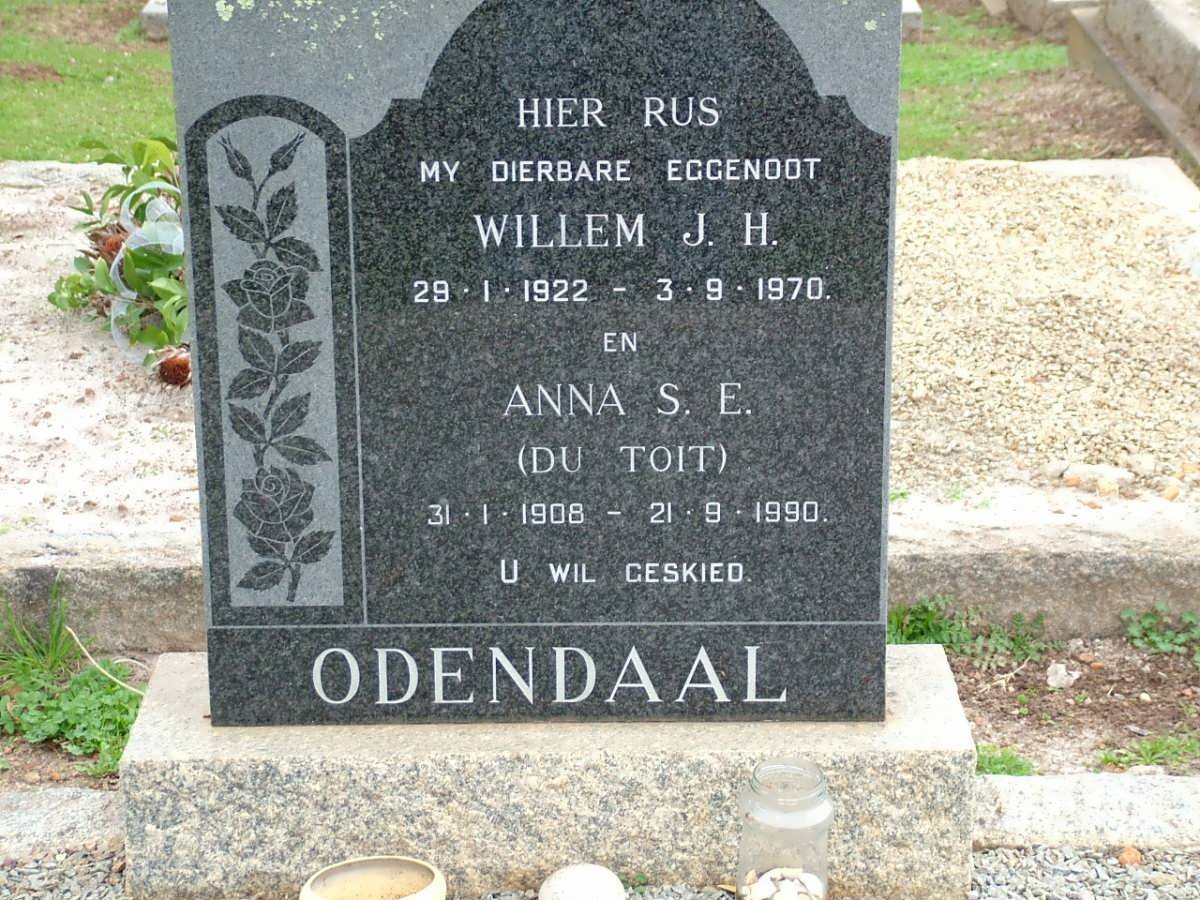 ODENDAAL Willem J.H. 1922-1970 &amp; Anna S.E. DU TOIT 1908-1990
