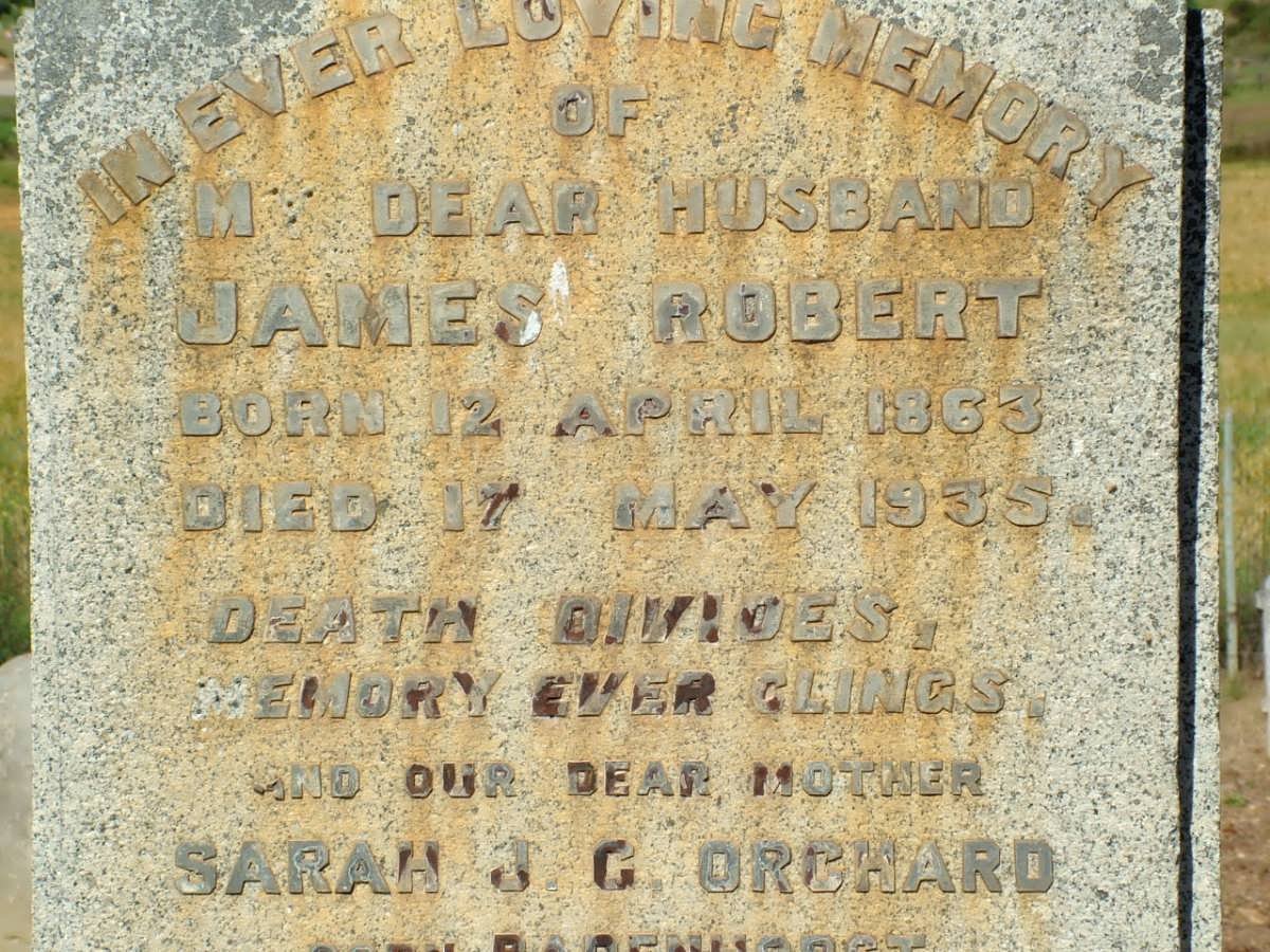 ORCHARD James Robert 1863-1935 &amp; Sarah J.G. BADENHORST 1883-1945