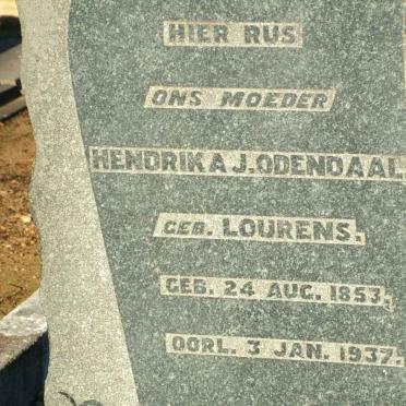 ODENDAAL Hendrika J. 1853-1937
