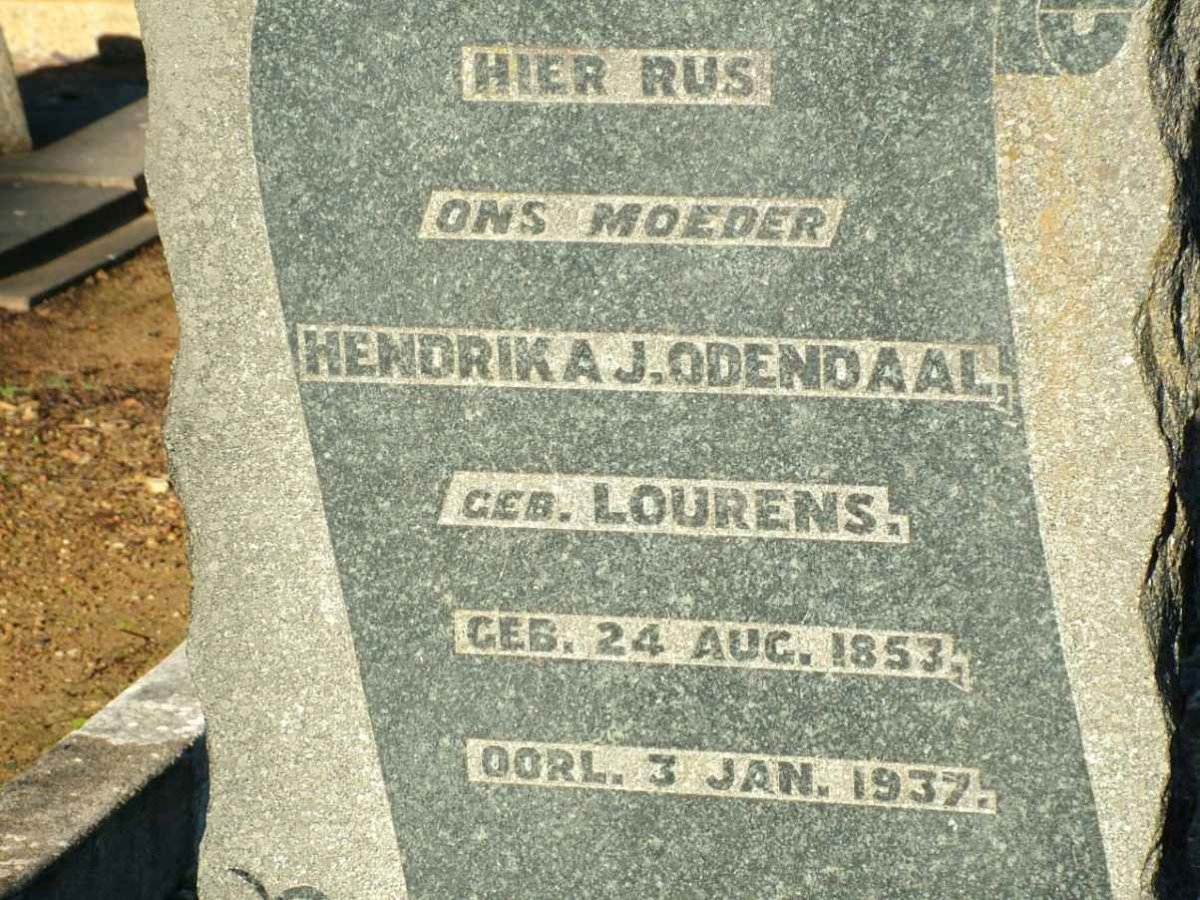 ODENDAAL Hendrika J. 1853-1937