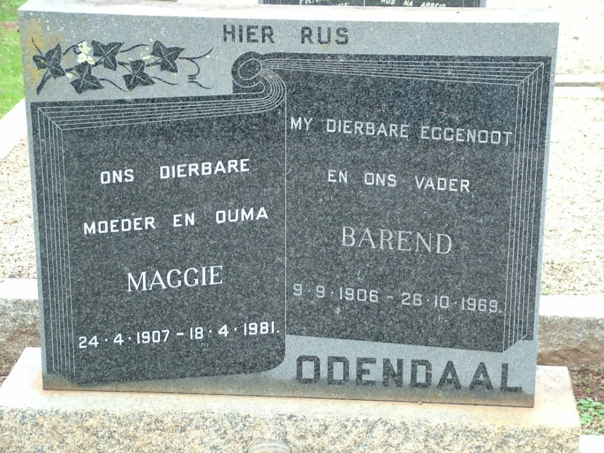 ODENDAAL Barend 1906-1969 &amp; Maggie 1907-1981