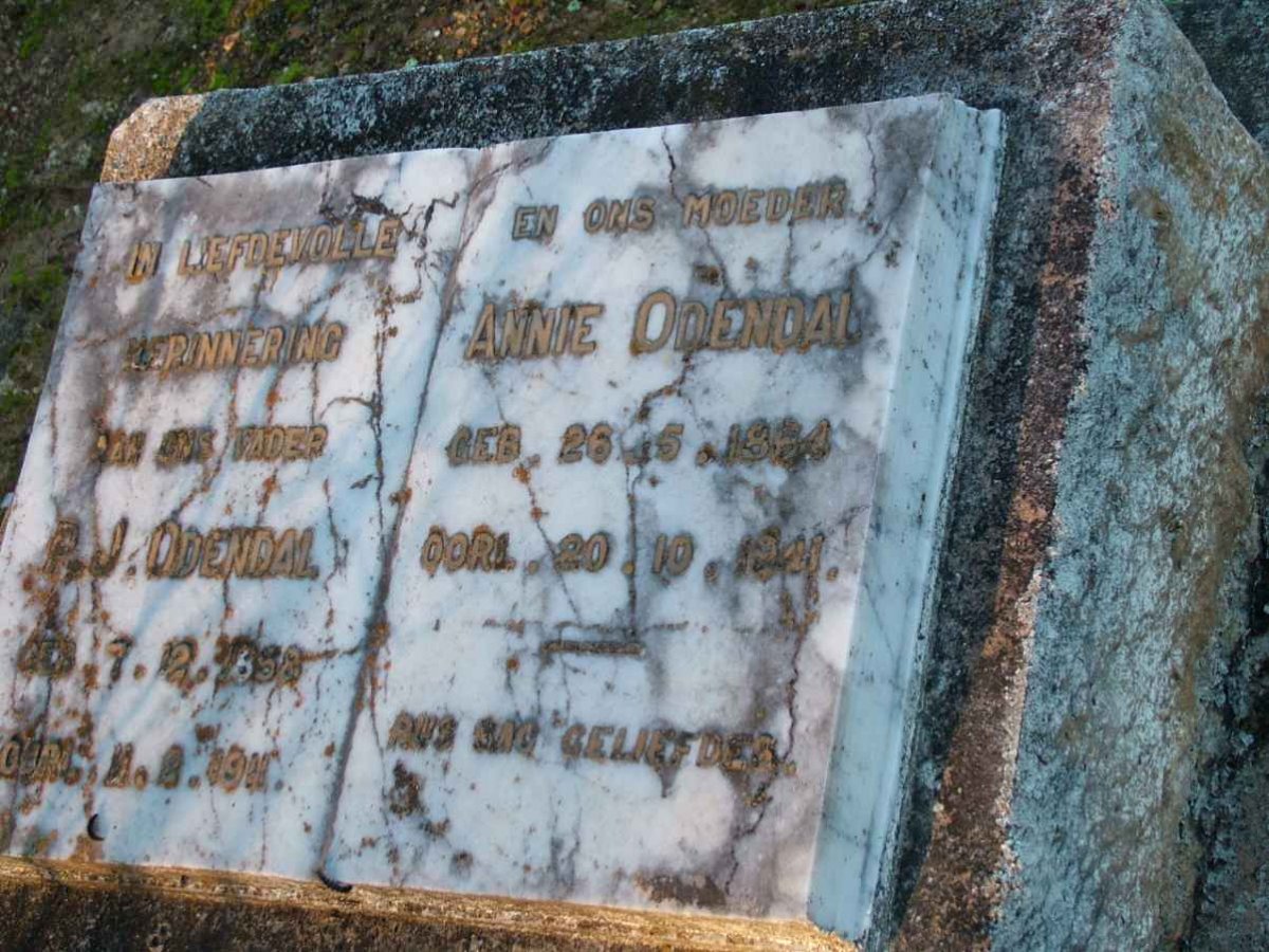 ODENDAL P.J. 1858-1911 &amp; Annie 1864-1941