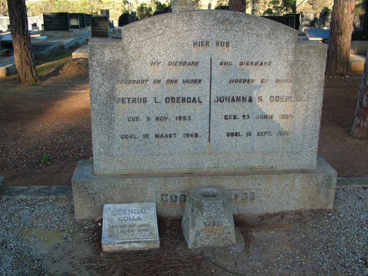 ODENDAL Petrus L. 1893-1949 &amp; Johanna S. 1898-1971 :: ODENDAL Colla 1935-1999
