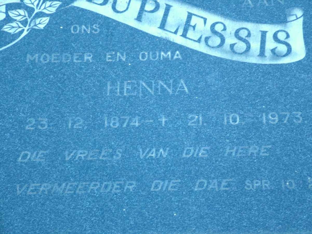 PLESSIS Henna, du 1874-1973